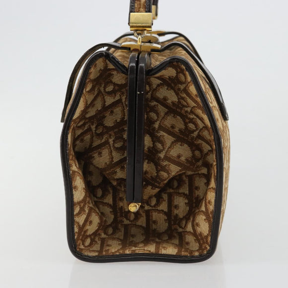 Christian Dior Trotter Canvas Hand Bag Beige Gold Auth 183778