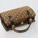 Christian Dior Trotter Canvas Hand Bag Beige Gold Auth 183778-6