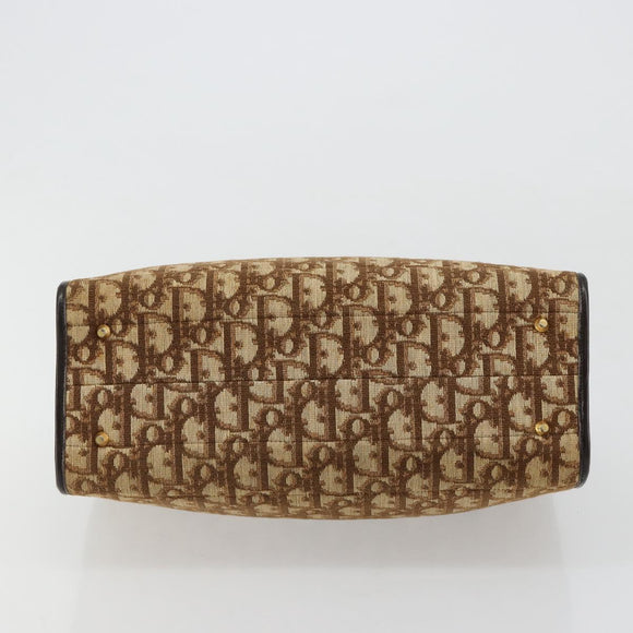 Christian Dior Trotter Canvas Hand Bag Beige Gold Auth 183778