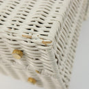 Salvatore Ferragamo Gancini Hand Bag Rattan White Gold Auth 183781A-16