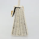 Salvatore Ferragamo Gancini Hand Bag Rattan White Gold Auth 183781A-3