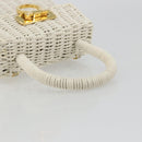 Salvatore Ferragamo Gancini Hand Bag Rattan White Gold Auth 183781A-7