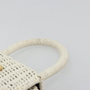 Salvatore Ferragamo Gancini Hand Bag Rattan White Gold Auth 183781A-14