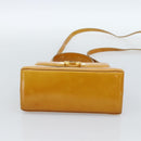 Salvatore Ferragamo Gancini Handtasche Lackleder 2-Wege Goldgelb Auth 183782-11