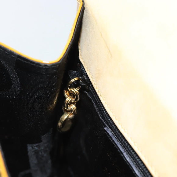 Salvatore Ferragamo Gancini Handtasche Lackleder 2-Wege Goldgelb Auth 183782
