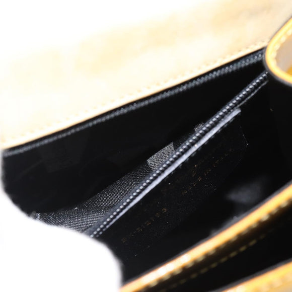 Salvatore Ferragamo Gancini Handtasche Lackleder 2-Wege Goldgelb Auth 183782