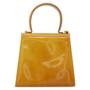 Salvatore Ferragamo Gancini Handtasche Lackleder 2-Wege Goldgelb Auth 183782-3