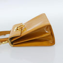 Salvatore Ferragamo Gancini Handtasche Lackleder 2-Wege Goldgelb Auth 183782-4