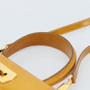 Salvatore Ferragamo Gancini Handtasche Lackleder 2-Wege Goldgelb Auth 183782-8