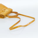Salvatore Ferragamo Gancini Handtasche Lackleder 2-Wege Goldgelb Auth 183782-9