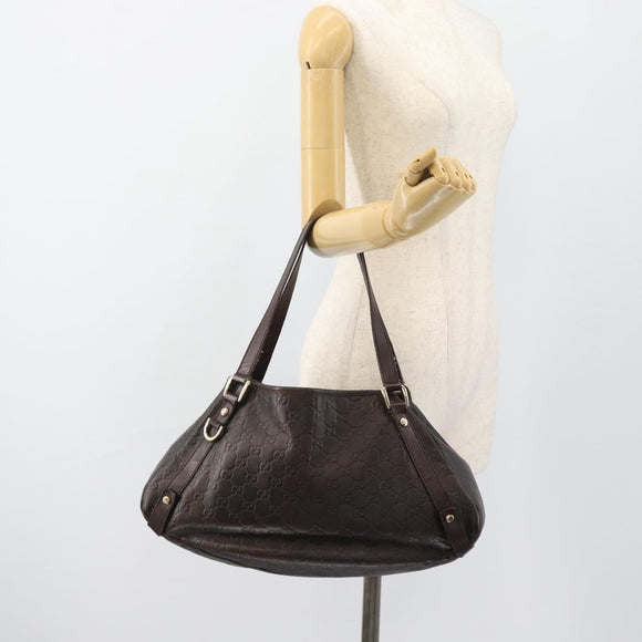 GUCCI GG Canvas Guccissima Abbey Tragetasche Leder Braun Gold 239735 Auth 183789