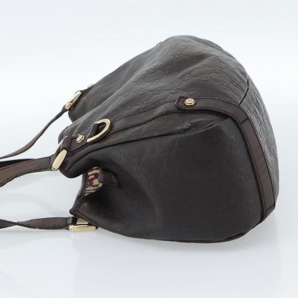GUCCI GG Canvas Guccissima Abbey Tragetasche Leder Braun Gold 239735 Auth 183789
