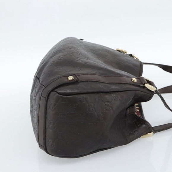GUCCI GG Canvas Guccissima Abbey Tragetasche Leder Braun Gold 239735 Auth 183789