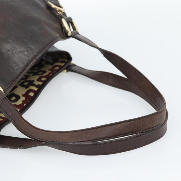 GUCCI GG Canvas Guccissima Abbey Tragetasche Leder Braun Gold 239735 Auth 183789
