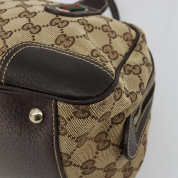 GUCCI GG Canvas Princey Web Sherry Line Bag Beige Gold 161720 Auth 183790A
