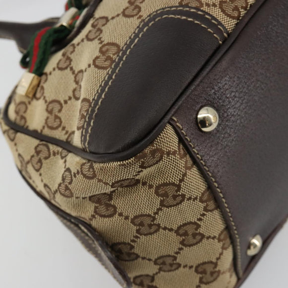 GUCCI GG Canvas Princey Web Sherry Line Bag Beige Gold 161720 Auth 183790A