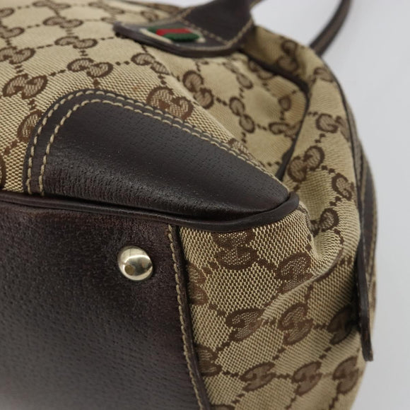 GUCCI GG Canvas Princey Web Sherry Line Bag Beige Gold 161720 Auth 183790A