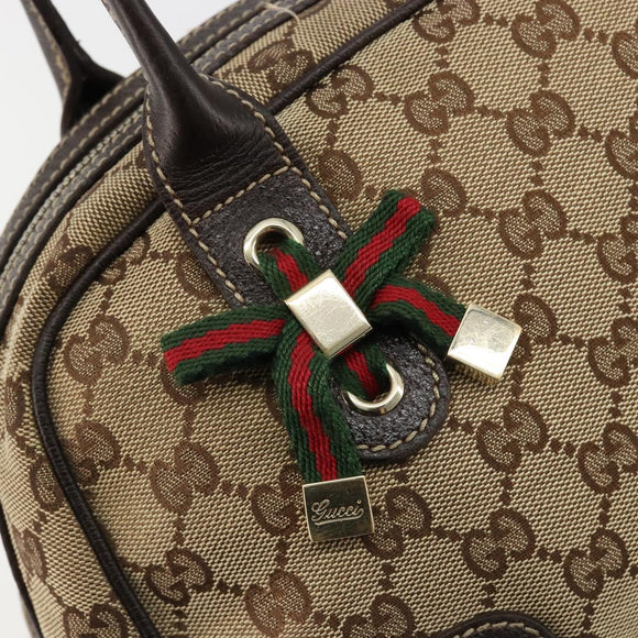 GUCCI GG Canvas Princey Web Sherry Line Bag Beige Gold 161720 Auth 183790A