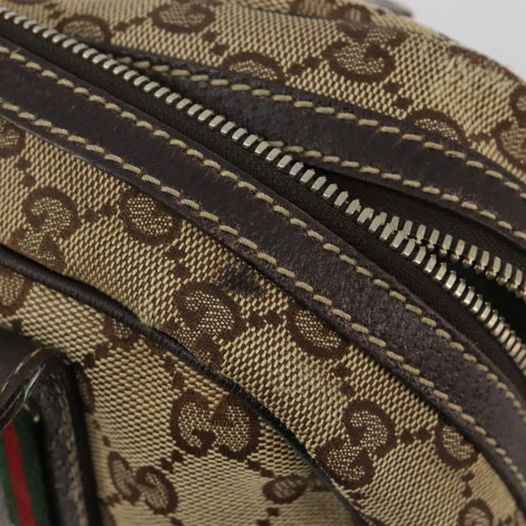 GUCCI GG Canvas Princey Web Sherry Line Bag Beige Gold 161720 Auth 183790A