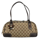 GUCCI GG Canvas Princey Web Sherry Line Bag Beige Gold 161720 Auth 183790A-2