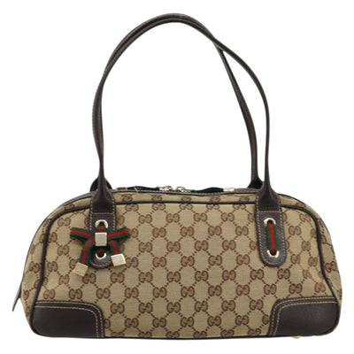 GUCCI GG Canvas Princey Web Sherry Line Bag Beige Gold 161720 Auth 183790A - 0