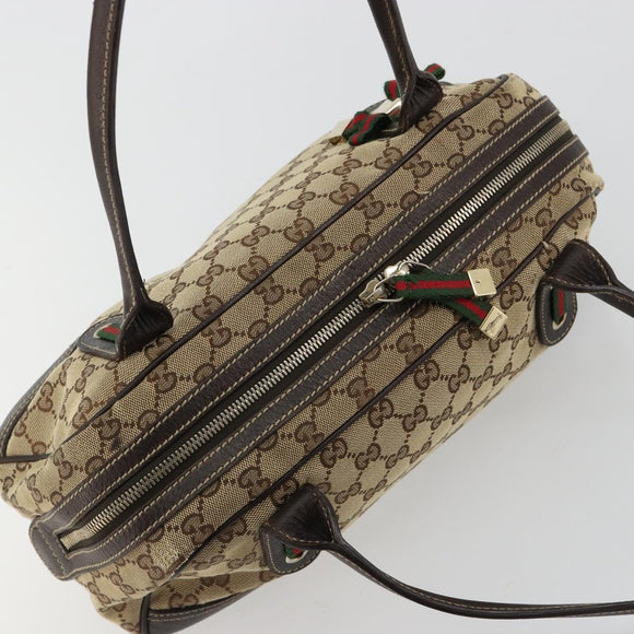 GUCCI GG Canvas Princey Web Sherry Line Bag Beige Gold 161720 Auth 183790A