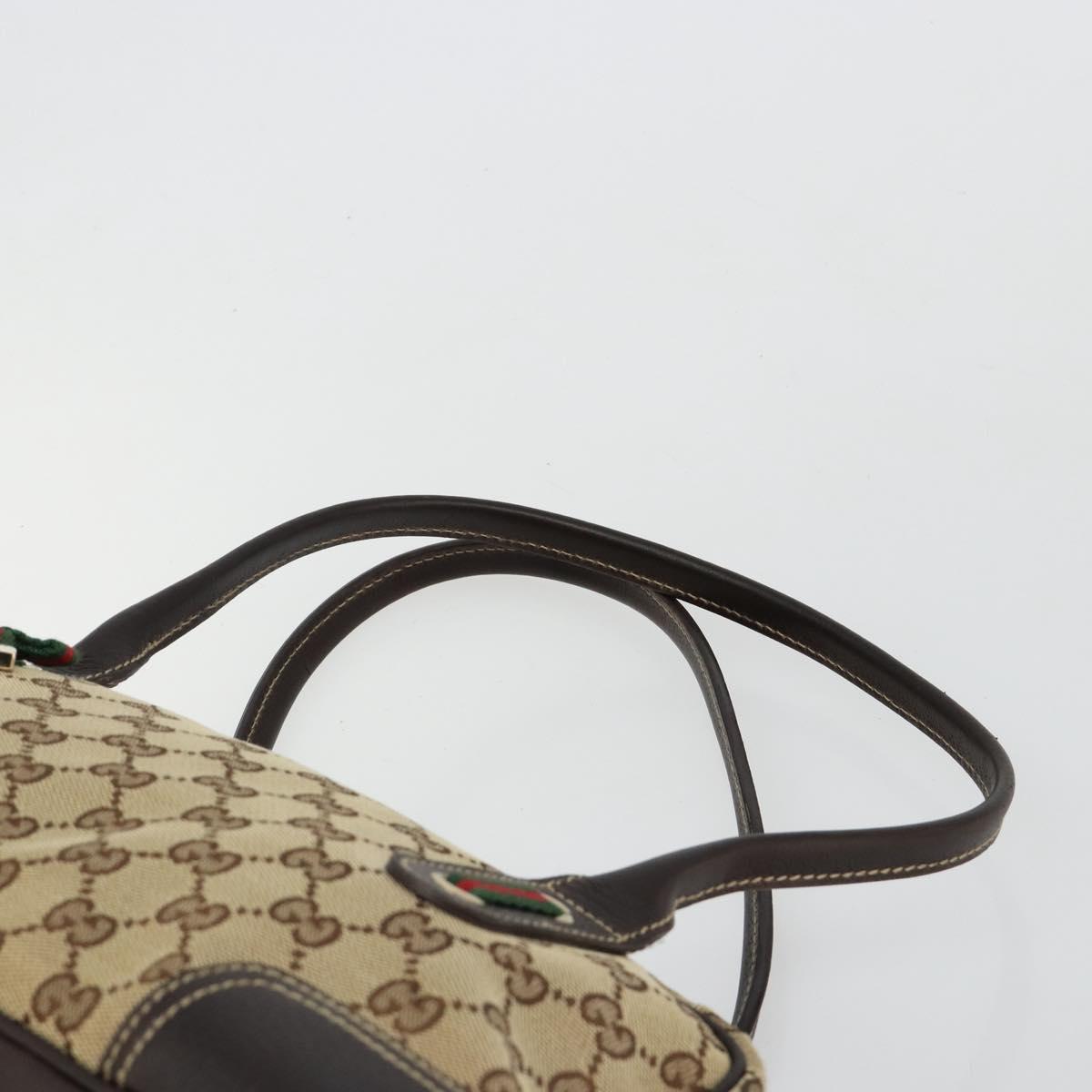 GUCCI GG Canvas Princey Web Sherry Line Bag Beige Gold 161720 Auth