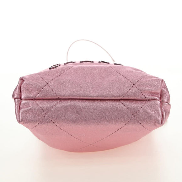 CHANEL Chain Chanel 22 Mini Shoulder Bag Calf Skin Pink CC Auth 183791SM