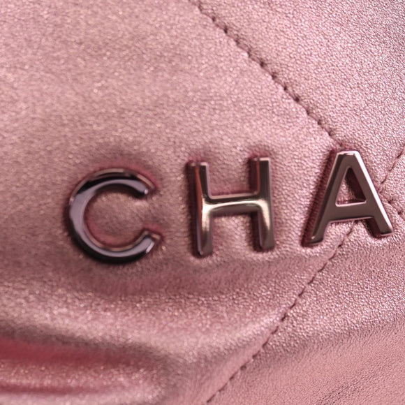 CHANEL Chain Chanel 22 Mini Shoulder Bag Calf Skin Pink CC Auth 183791SM