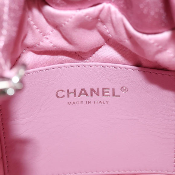 CHANEL Chain Chanel 22 Mini Shoulder Bag Calf Skin Pink CC Auth 183791SM