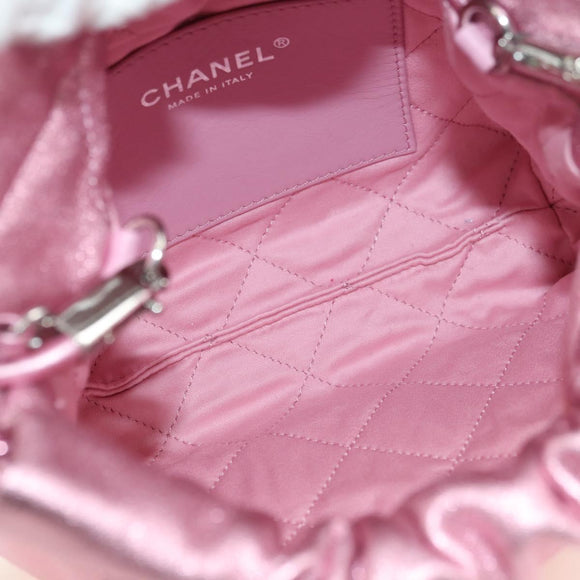 CHANEL Chain Chanel 22 Mini Shoulder Bag Calf Skin Pink CC Auth 183791SM
