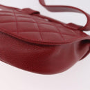 CHANEL Waist bag Caviar Skin Red Gold CC Auth 183792V-17