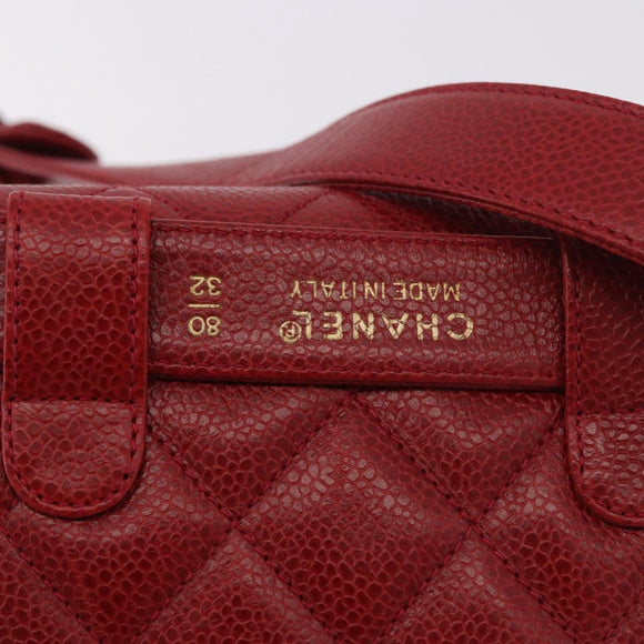 CHANEL Waist bag Caviar Skin Red Gold CC Auth 183792V