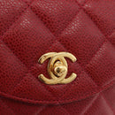 CHANEL Waist bag Caviar Skin Red Gold CC Auth 183792V-19