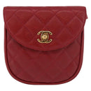 CHANEL Waist bag Caviar Skin Red Gold CC Auth 183792V-13