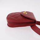 CHANEL Waist bag Caviar Skin Red Gold CC Auth 183792V-3
