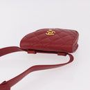 CHANEL Waist bag Caviar Skin Red Gold CC Auth 183792V-6