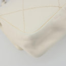 CHANEL Matelasse Chain Shoulder Bag Leather White Silver CC Auth 183793V-18