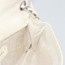 CHANEL Matelasse Chain Shoulder Bag Leather White Silver CC Auth 183793V-22