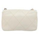 CHANEL Matelasse Chain Shoulder Bag Leather White Silver CC Auth 183793V-2