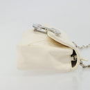 CHANEL Matelasse Chain Shoulder Bag Leather White Silver CC Auth 183793V-3