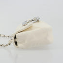 CHANEL Matelasse Chain Shoulder Bag Leather White Silver CC Auth 183793V-4