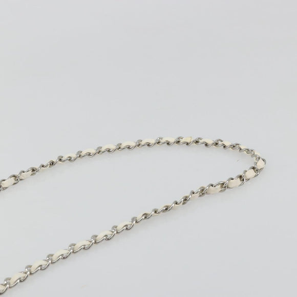 CHANEL Matelasse Chain Shoulder Bag Leather White Silver CC Auth 183793V