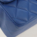 CHANEL Mini Matelasse 20 Chain Shoulder Bag Lamb Skin Blue Gold CC Auth 183794SM-14