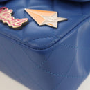 CHANEL Mini Matelasse 20 Chain Shoulder Bag Lamb Skin Blue Gold CC Auth 183794SM-15
