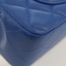 CHANEL Mini Matelasse 20 Chain Shoulder Bag Lamb Skin Blue Gold CC Auth 183794SM-16