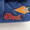 CHANEL Mini Matelasse 20 Chain Shoulder Bag Lamb Skin Blue Gold CC Auth 183794SM-18