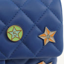 CHANEL Mini Matelasse 20 Chain Shoulder Bag Lamb Skin Blue Gold CC Auth 183794SM-19