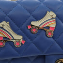 CHANEL Mini Matelasse 20 Chain Shoulder Bag Lamb Skin Blue Gold CC Auth 183794SM-20