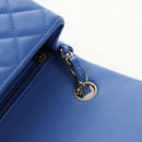 CHANEL Mini Matelasse 20 Chain Shoulder Bag Lamb Skin Blue Gold CC Auth 183794SM-23